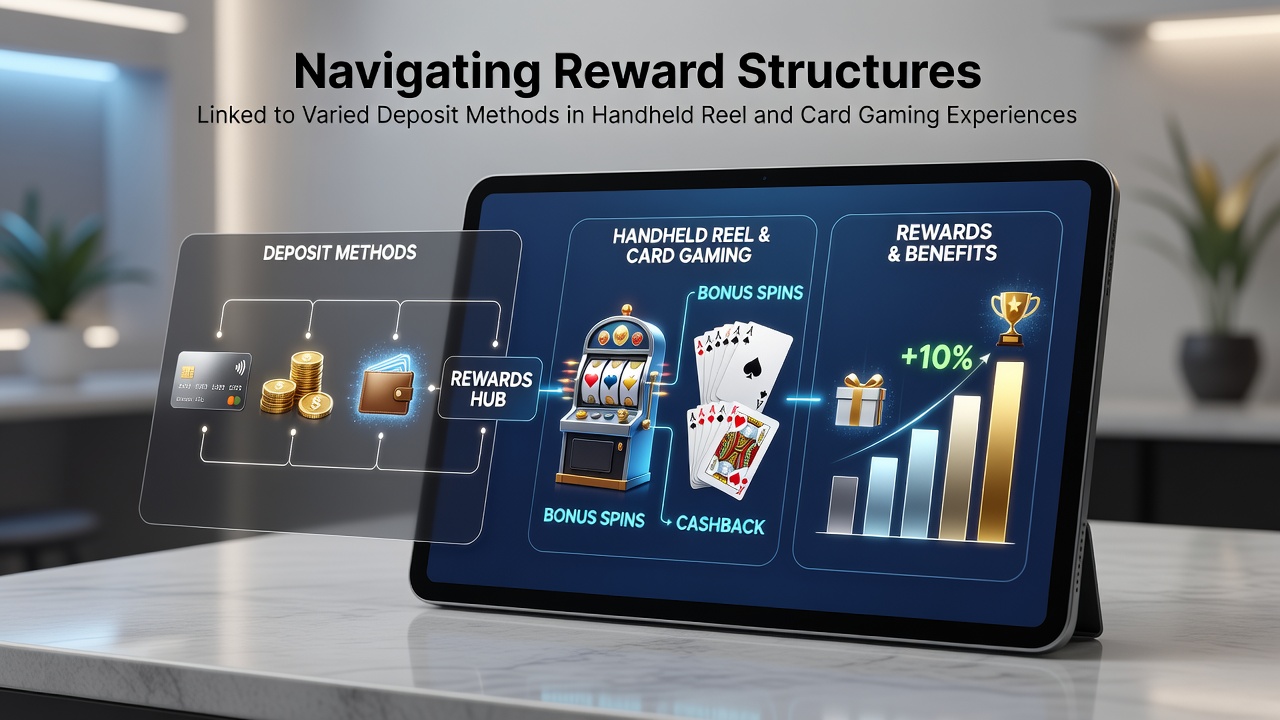 Mobile gaming interface showing deposit options and reward tiers for slots and card games