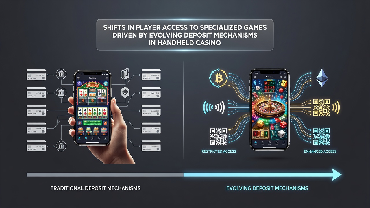 Close-up of a smartphone screen displaying evolving deposit methods alongside access to exclusive casino game sections